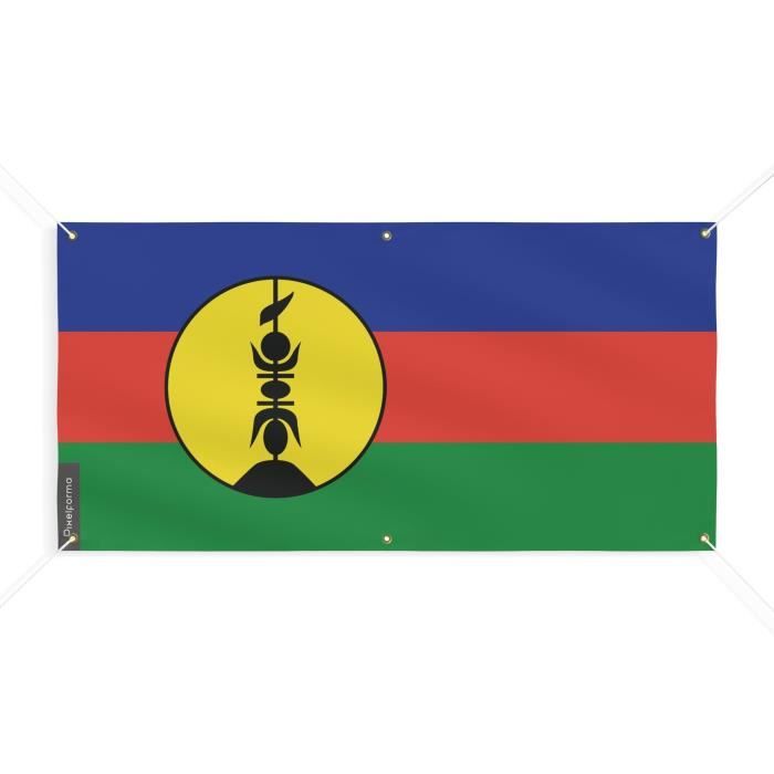 Bannière Drapeaux de la Nouvelle-Calédonie 6 Oeillets 140x280cm en polyester