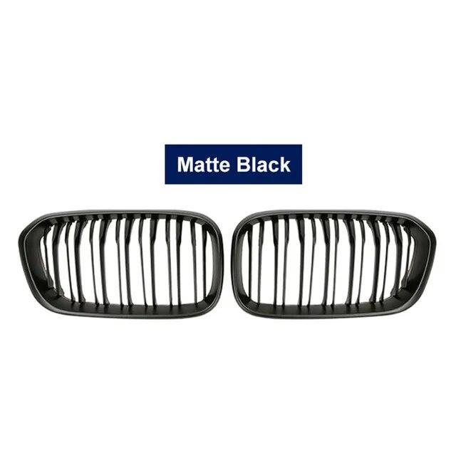 2PCS Car Front Bumper Kidney Grills For BMW F20 F21 LCI 120i 1Series 2015-2017 Double Slat Line Replacement Grill Racing Grille