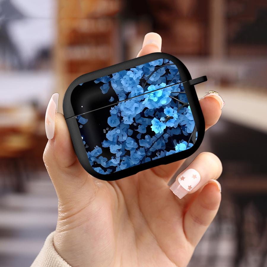 Чехол для Airpods Pro2 3 4 Pro3 Pro 1 2 Чехлы для наушников Покрытие Синие Цветы Полночи