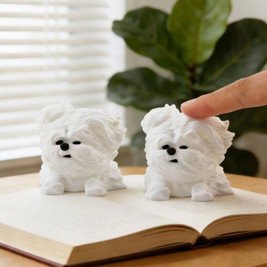 3D-печатная фигурка беспородного щенка, милая статуэтка собаки с лохматой шерстью, матовая белая мини-скульптура, забавный животный орнамент для офиса, дома