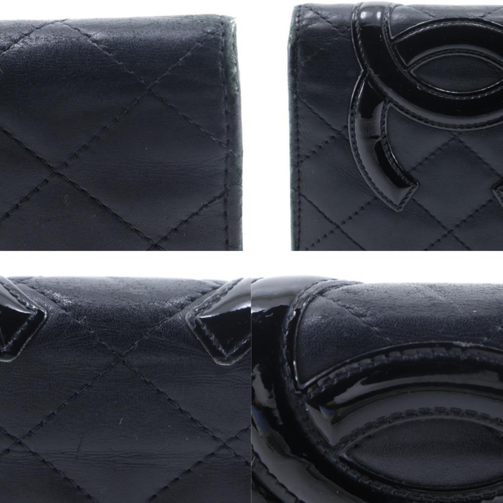 Chanel Кошелек Cambon line A26717 Складывающийся черный Телячья кожа Женский Б/У