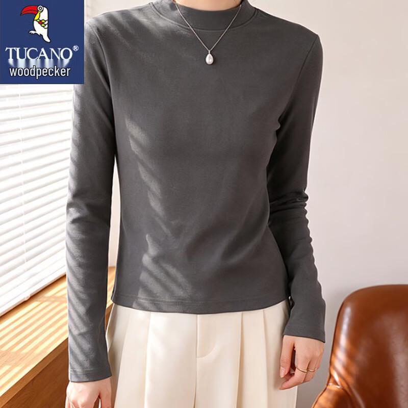 TUCANO Women's Long-Sleeve Solid Color Casual Crewneck T-Shirt