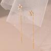 Flower Zircon Fringed Ear Line Female Xiaohongshu Recommends Simple Commuting Mori Elegant Exquisite Five-Petaled Flower Earrings