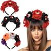 Повязка на голову с имитацией розы на Хэллоуин, фестиваль призраков, повязка на голову с красной кровью и глазным яблоком, вечерние аксессуары для волос