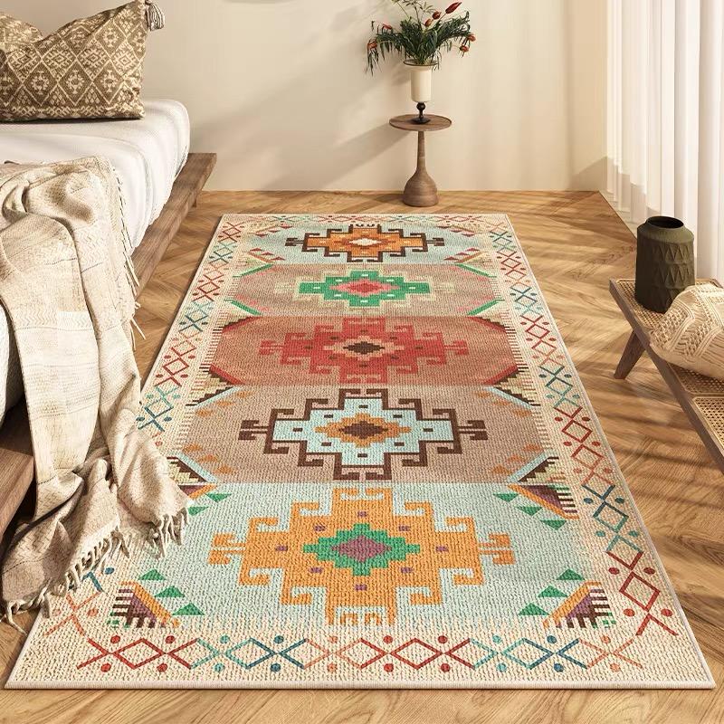 Nordic Boho Crystal Velvet Carpet Bedroom Superior Bedside Carpet Living Room Sofa Foot Mat Coffee Table Non-Slip Mat