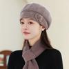 Casual Thicken Mom Hat Scarf Windproof Rabbit Fur Knitted Hats Coldproof Winter Hat Scarf Women