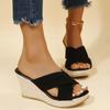 Luxury Beach Women‘s High Heel Slippers Espadrille Wedge Sandals Casual Peep Toe Slip On Platform Shoes Outdoor Slide Sandals