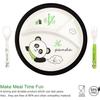 5-Piece Bamboo Panda Baby Feeding Set, Natural Eco-Friendly Reusable Plate Bowl Spoon Fork, Cute Toddler Kitchen Accessories