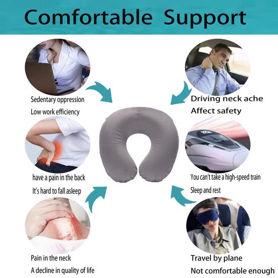U-shaped Neck Cushion Inflatable Memory Foam Fatigue Relief Flight Headrest Sleep U-shaped Cushion Plane Accessories