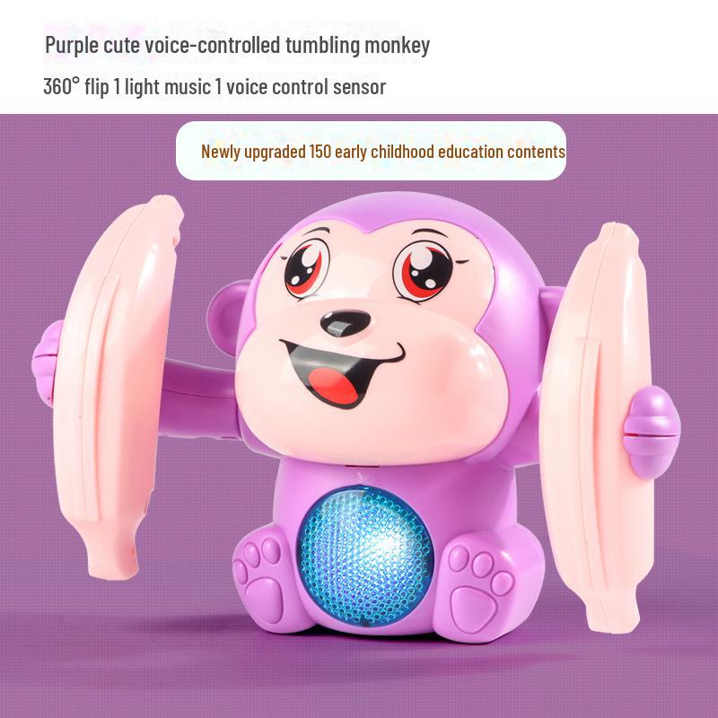 Детская светящаяся игрушка-обезьянка с голосовым управлением: Поощряет ползание у младенцев и способствует развитию навыков держания головы вверх.
