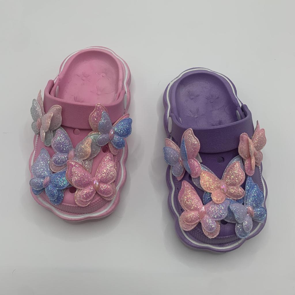 Бытовая детская обувь с отверстиями для девочек, летняя новая детская обувь с милой мультяшной бабочкой, сумка, голова, классные тапочки