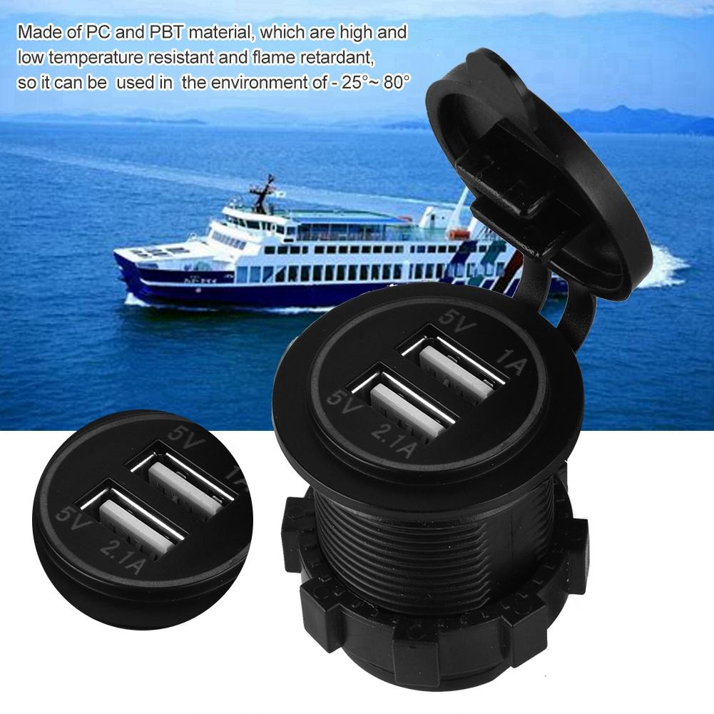 Waterproof Dual USB Charger Socket Power Outlet 3.1A With LED Indicator for Car Boat Mobile