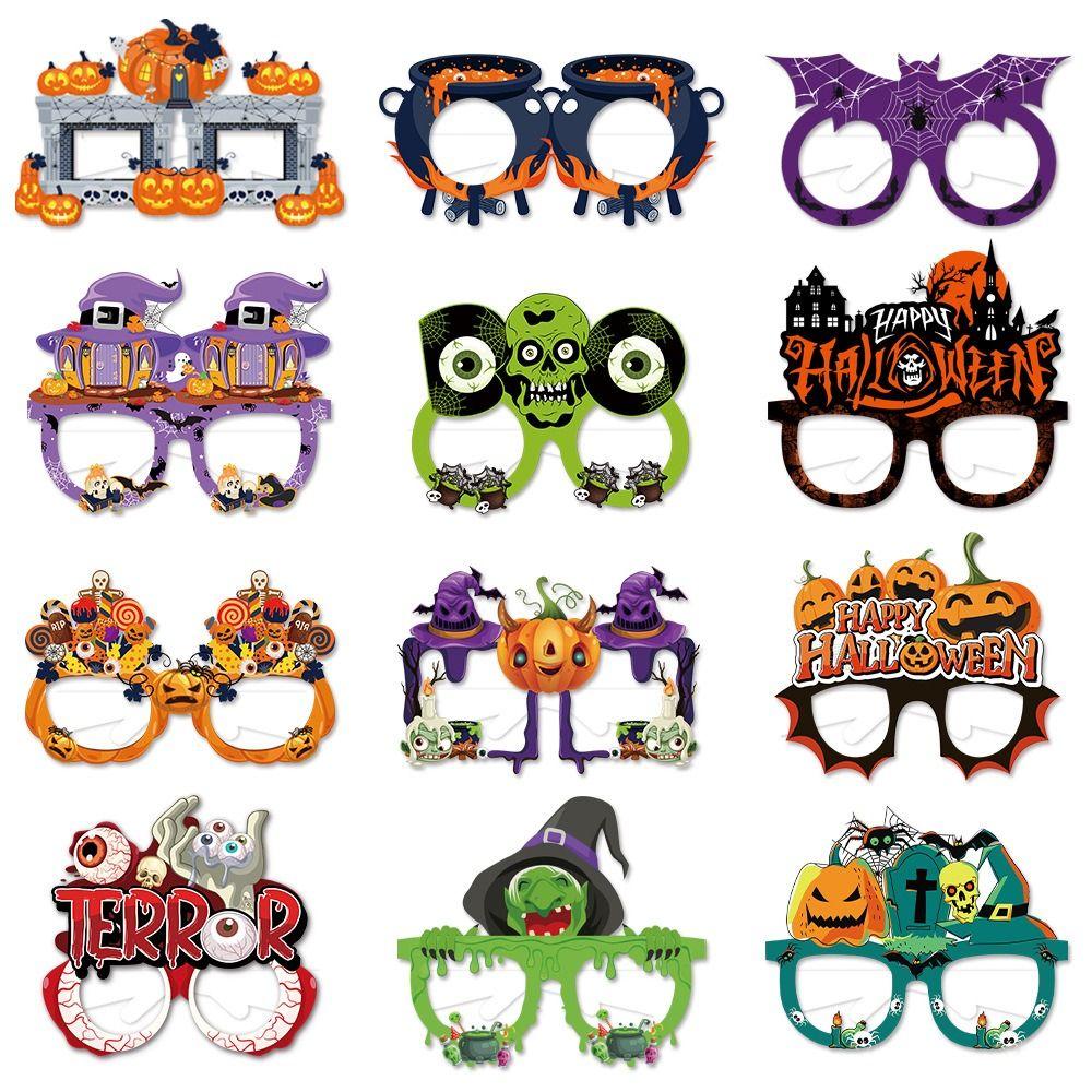 6pcs Pumpkin Halloween Funny Glasses Witch Hat Pumpkin Glasses  Photo Booth Props