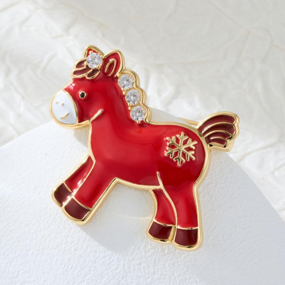 Snowflake Zinc Zinc Alloy Horse Brooch Drip Oil Brooch Animal Lapel Pins  Jewelry Accessories