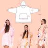 Bluza koc kocobluza 2w1 oversize xxl z kapturem gruba sherpa fioletowa