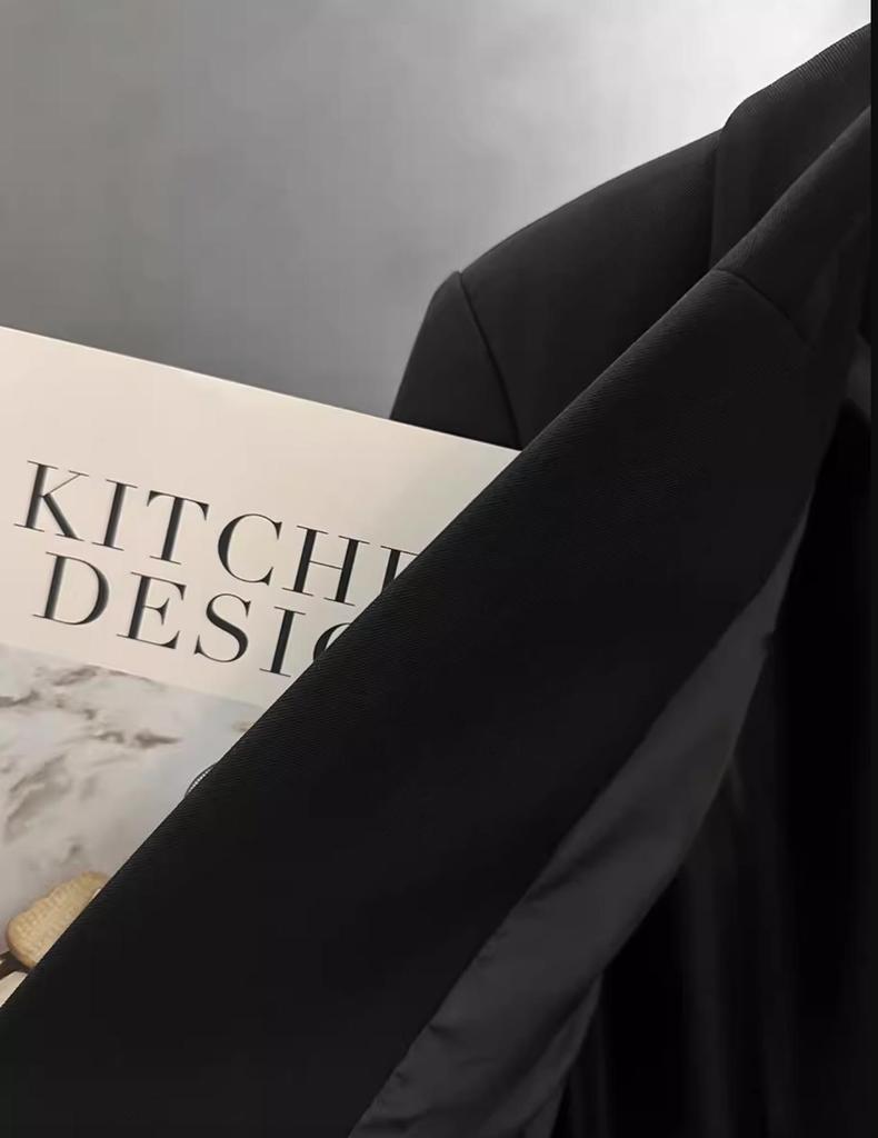 Женский черный минималистичный блейзер высокого класса с вышивкой - Мода уличного стиля весна/осень 2025