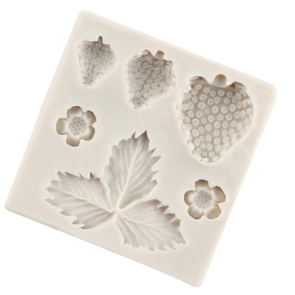 Силиконовая форма для клубники, цветы, листья, кекс, топпер, инструменты для украшения торта, конфеты, глиняные формы, форма для шоколадной мастики