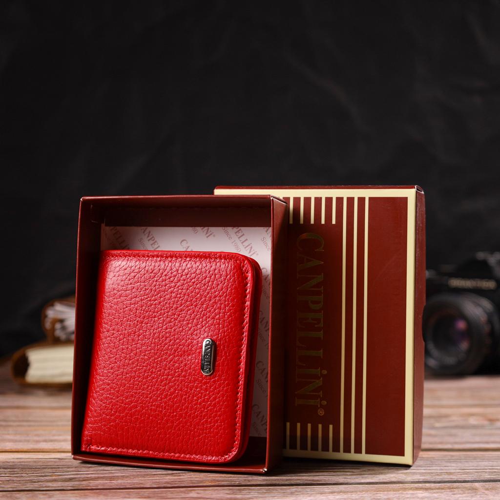 Превосходный женский кошелек небольшого размера из натуральной кожи флотар CANPELLINI 21803 Красный