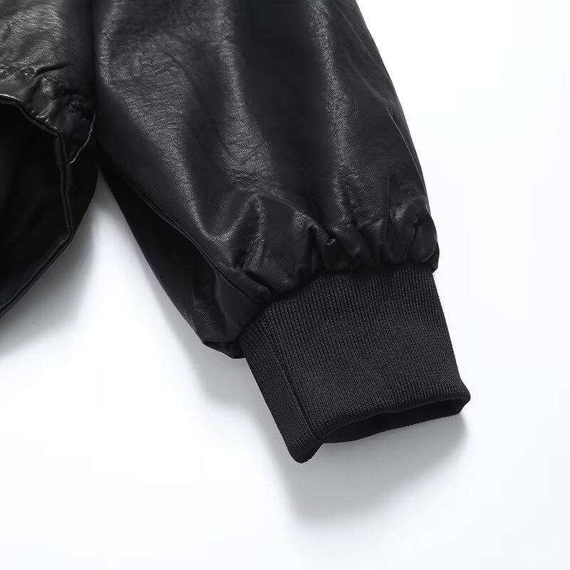 2024 Осень Женское пальто-толстовка с капюшоном в европейском и американском стиле из искусственной кожи