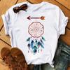 Maycaur Women Summer Short Sleeve Dreamcatcher Feather  3D Print Lady T-shirts Top T Shirt  Tee T-Shirt