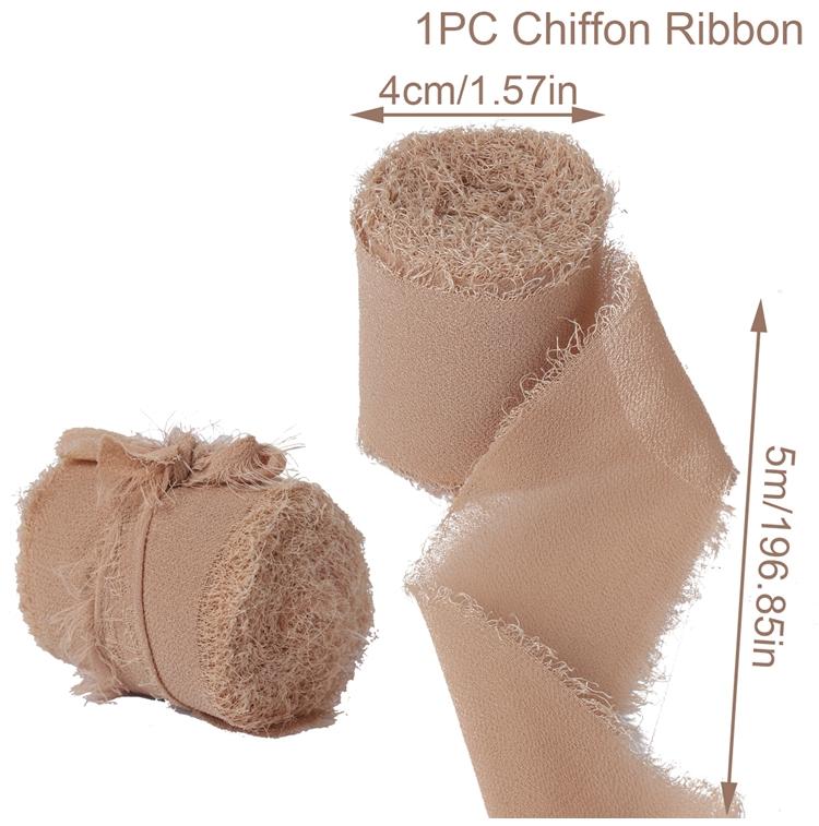 4CM*5M Handmade Frayed Edged Satin Chiffon Silk Ribbon For Wedding Invitation Wrapping Bouquets Birthday Party Decorations Gifts