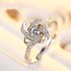 Women's Japanese-Korean Style Four-Leaf Clover Diamond Open Ring – Simple Fashion Silver Jewelry