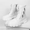 New White Men's Boots Fashion Tooling Men Shoes Thick Sole Men Black Ankle Boots Designer Platform Motorcycle Boots Man Footwear