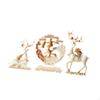 3 Pieces Deer Statues Chinese Character Decoration Set Desktop Ornaments Desk Modern Elk Prosperity