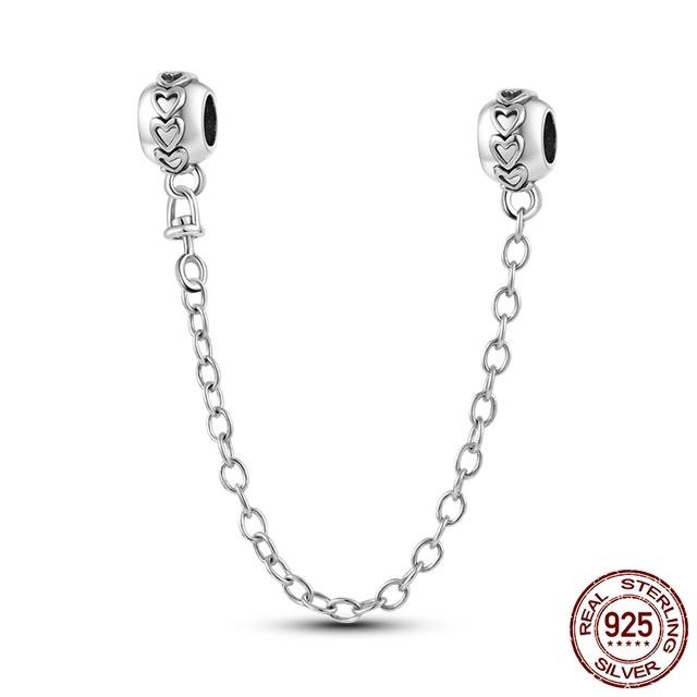 Цирконовая защитная цепочка, подвески, бусины, подходят для оригинального модного стильного браслета, ювелирные изделия из стерлингового серебра 925 пробы, висячие изделия