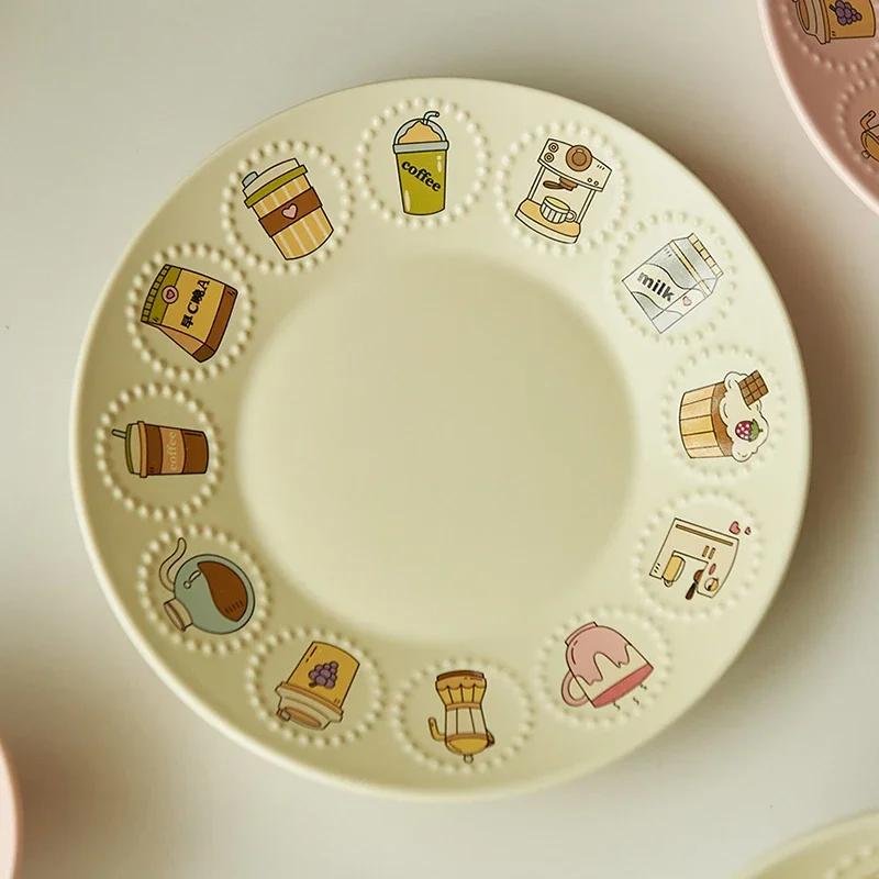 Легкая Роскошь Круглые Керамические Тарелки Посуда Отель Обеденная Тарелка Изысканная Тарелка для Фруктов Салата Домашние Вкусные Миски для Рамена