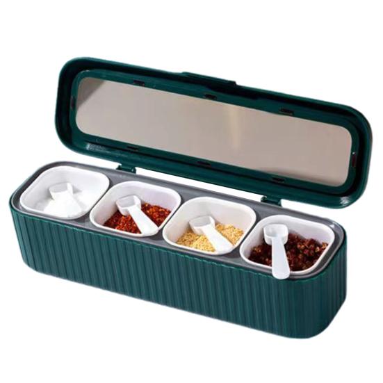 Контейнер для приправ, выдвижной тип, предотвращает смешивание вкусов, мини-практичный 4 сетки, кухонный ящик для хранения приправ для дома