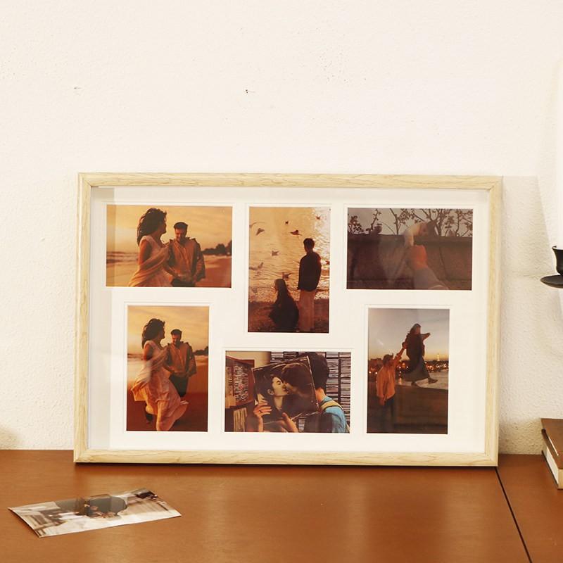 Wooden Multi-Photo Frame 9 Grid DIY Wall Hanging Or Desktop Display Couples Friends Memories Modern Minimalist Home Decor