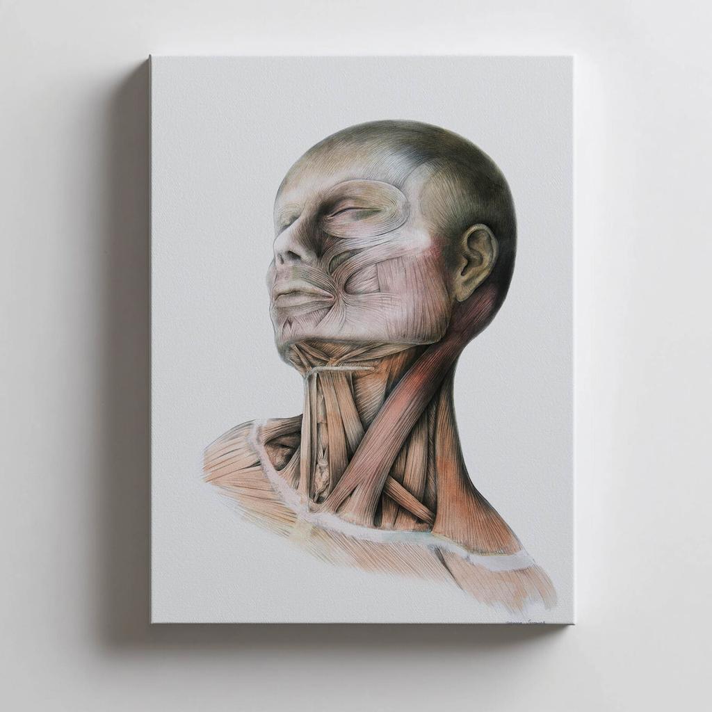 Neck Muscles - Anatomical Poster Neck Muscles - Anatomical Poster, 30X40 Cm, Black Aluminum Frame, 230 Gsm Matte Paper