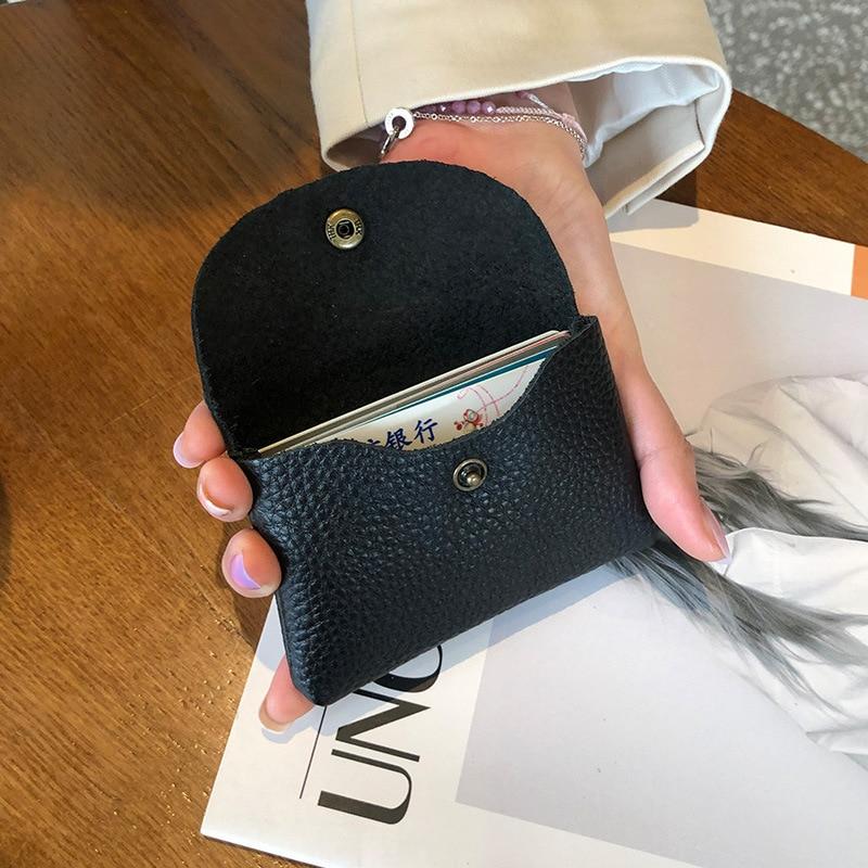 Soft Leather Coin Bags Money Wallet Buckle Pouch Coin Purse Small Portable Credit Bank ID Card Holder Mini Organizer Storage Bag