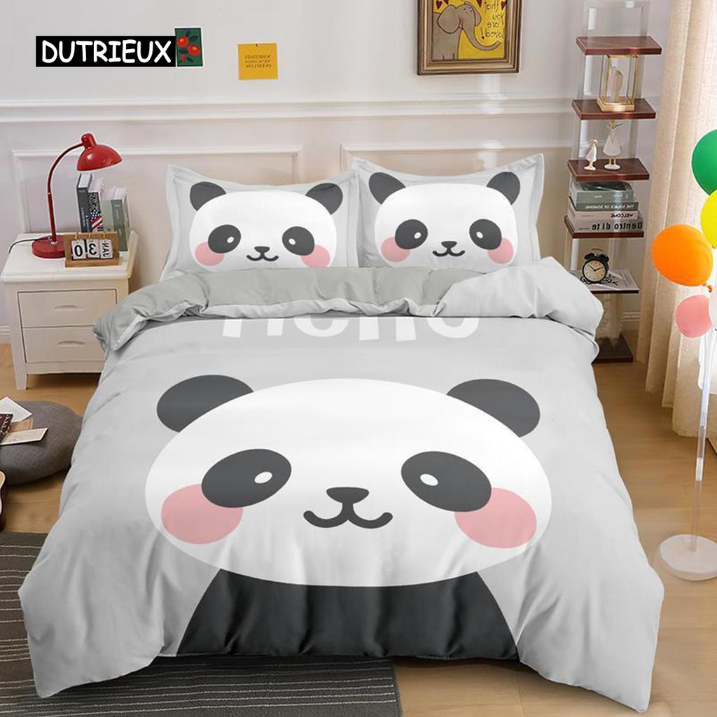 Комплект постельного белья с рисунком панды для мальчиков и девочек, для детей и подростков, мягкий комплект постельного белья из микрофибры с изображением панды в виде животных, двуспальная кровать размера Queen King Size