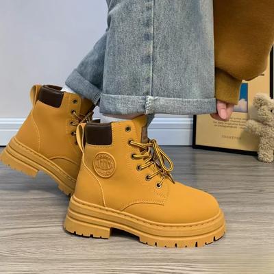 Женские ботинки Мартина 2025 новая весна уличные ботинки цвета ревеня на толстой подошве универсальные в британском стиле ретро рабочие ботинки средней высоты