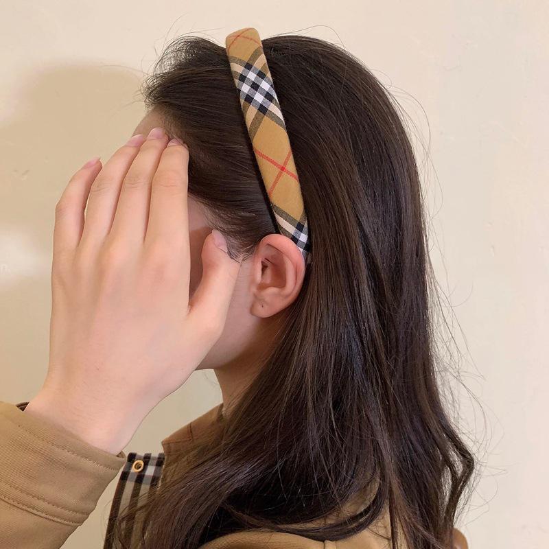 Классическая британская клетчатая повязка на голову с губкой: Ретро Преппи Высокая Тулья