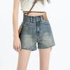 Hot-Selling American Style Summer New High-Waisted Denim Shorts for Women, Loose Fit, Slimming, Wide-Leg Pants, Versatile