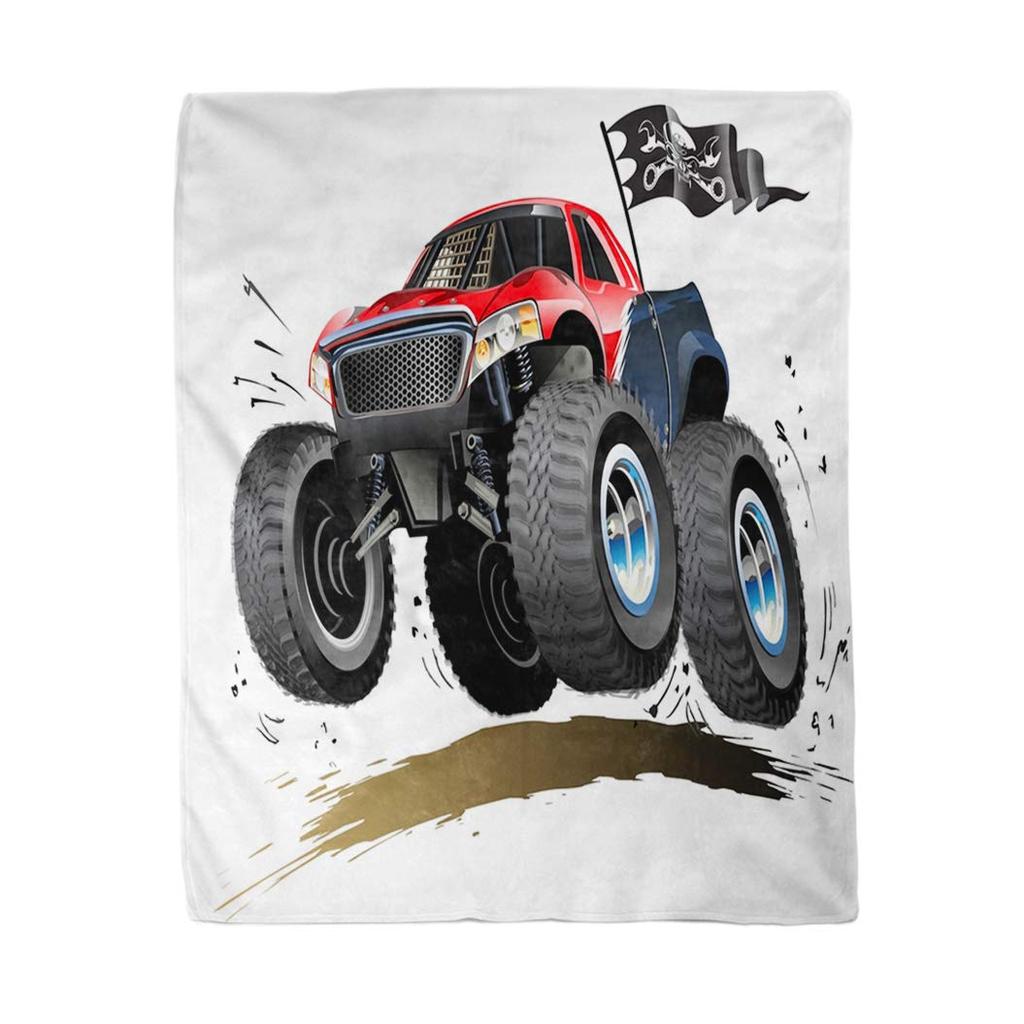 Синий плед Monster Truck Cartoon Cars Flannel Пледы для детей и мальчиков на все времена Трек Кровать Диван Одеяло King Queen Size