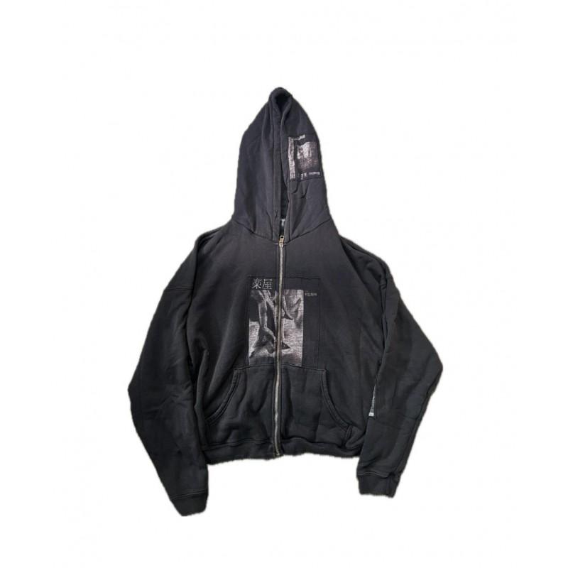 Mens Oversized Distressed Washed Hoodie With Letter Print Loose Fit Cotton Sweatshirt Fall