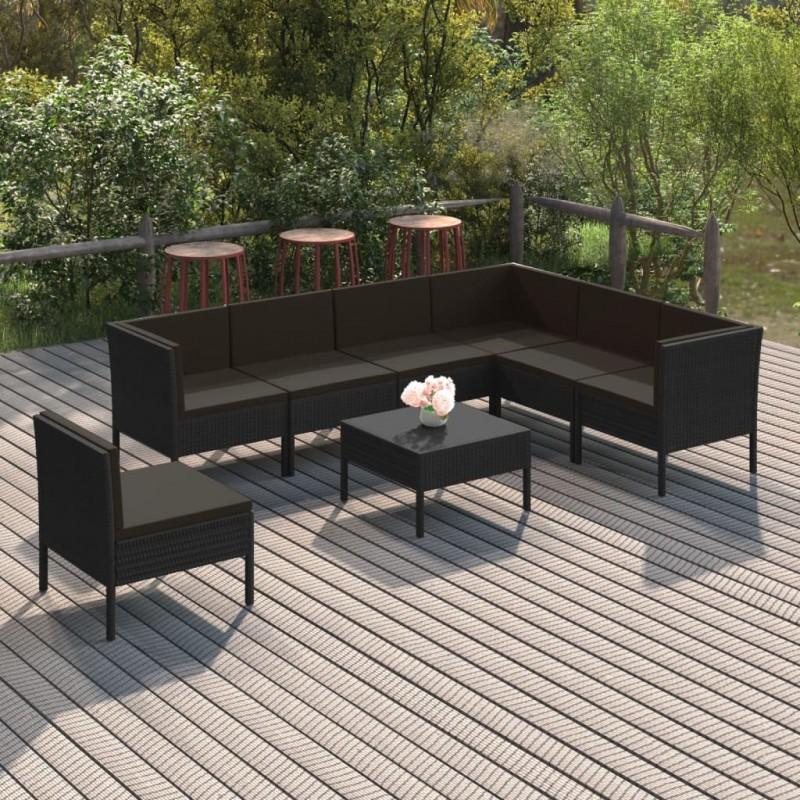 Day and Night - Day and Night Garden Furniture Set 8 Pieces and Black Synthetic Rattan Cushions