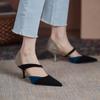 Fashion Retro Mary Janes Shoes Women Spring Sheep Suede Leather Heels Shoes Lady Fashion High Heels Sandals Buckle Heeled Shoe Prong Toe