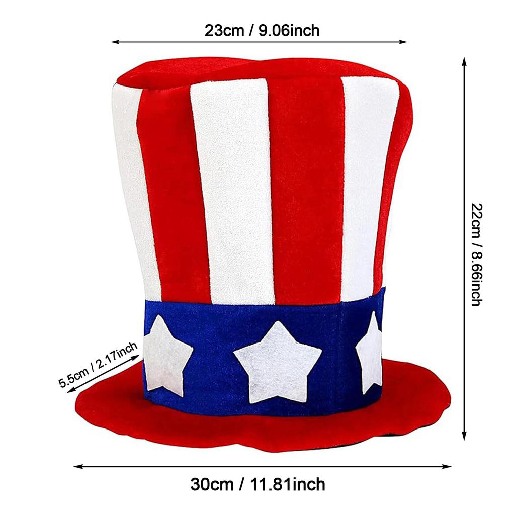 American 4 of July Top Hat July Red Blue Hats Photo Prop for Adult Kids Independent Day