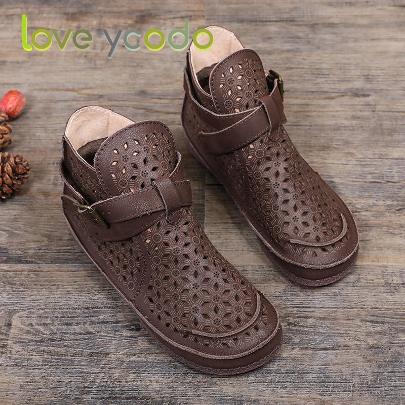 Женские летние удобные повседневные ботильоны из натуральной кожи Love Ycodo