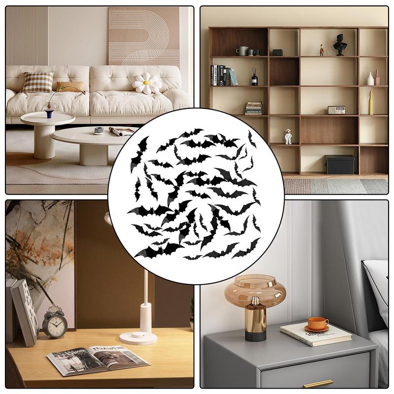 Хэллоуин Летучие мыши Настенный декор Водонепроницаемые наклейки летучие мыши Настенный декор 96 шт. Страшные ПВХ наклейки летучие мыши Для стены Двери Передней веранды Уличный Внутренний