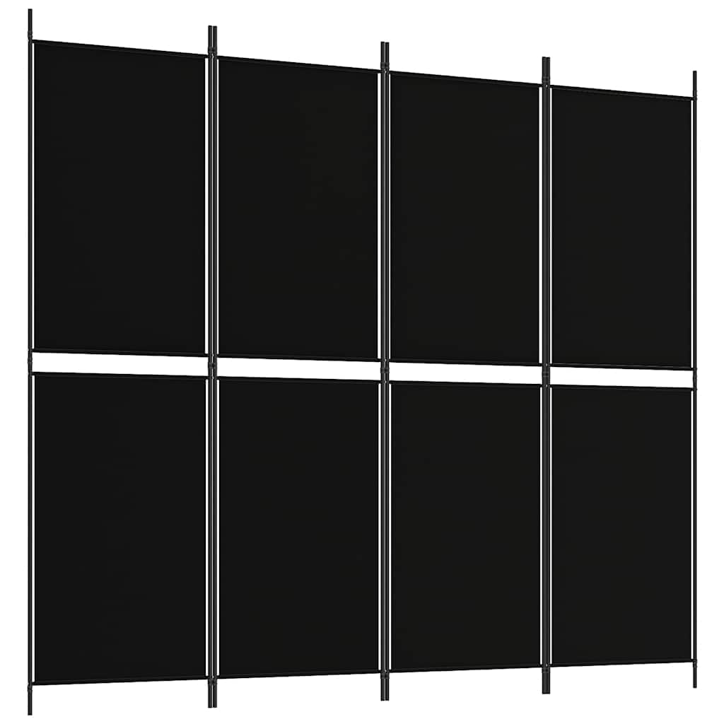 4 Piece Black Folding Screen 200 x 180 cm Fabric