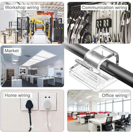 60Pcs Adhesive Cord Organizer Hooks Sticky Wire Holders Mini Size Multipurpose Transparent Cable Management Clips