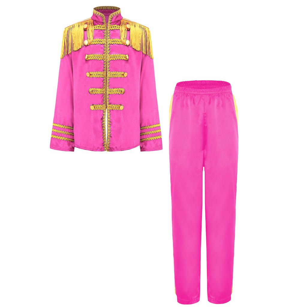 Детский костюм британской звезды 1960-х годов с длинным рукавом, золотым кружевным декором, бахромой, комплект из рубашки и брюк для музыканта рок-группы