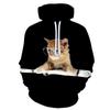 Новая мужская толстовка с капюшоном 3D Pet Cat Print Graphic Pullover Couple Sweatshirt Casual Fashion Womens Street Plus Size Sudaderas
