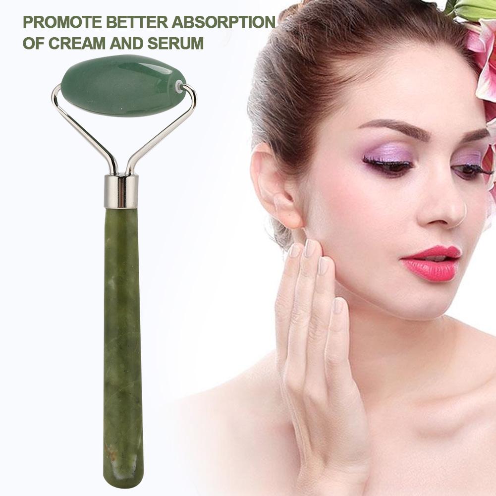 Массажер для лица Jadestone Roller, подтяжка кожи, лифтинг, против морщин, массажный инструмент для лица(Розовый КварцЯшма Одиночная Голова )